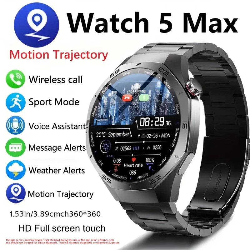 Smartwatch for Android & iOS – AMOLED Display, GPS Motion Tracking, Heart Rate Monitor, Bluetooth Calling, Waterproof