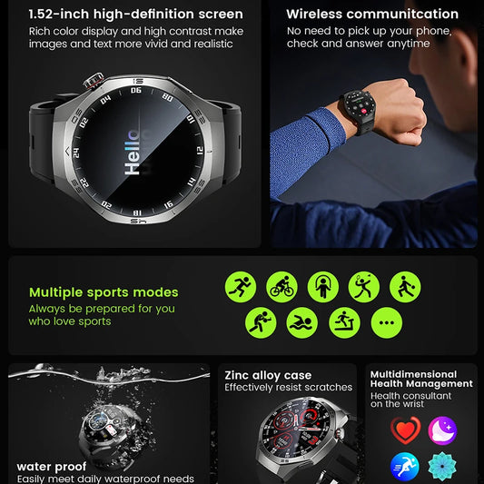 Smartwatch for Android & iOS – AMOLED Display, GPS Motion Tracking, Heart Rate Monitor, Bluetooth Calling, Waterproof